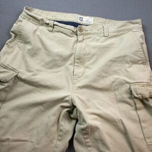 GAP Cargo Fleece Lined Pants Men (Actual 38x29) Beige Thick Outdoor Winter Chino